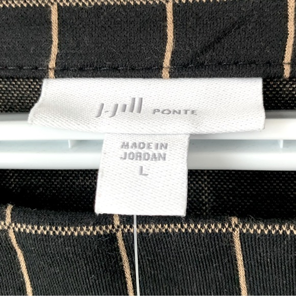 J. Jill Black Camel Windowpane Button Detail Contemporary Ponte Top Size L NWT - Picture 5 of 7